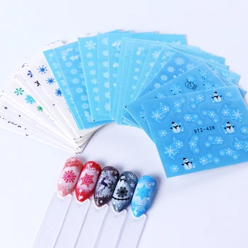 

1pcs Snowflakes Nail Stickers White Snowman Nail Art Water Transfer Decals Sliders Christmas Decorations For Nails TRSTZ419-439