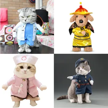 

European American Pet clothes for dogs and cats Funny Halloween Transformation Dress Upright Clothes Teddy Sheriff