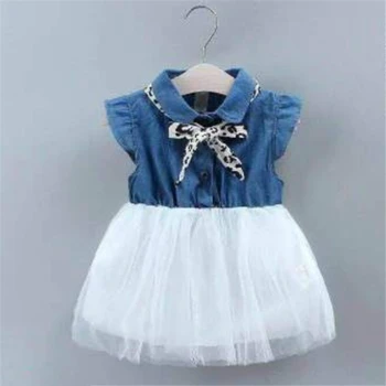

Summer Cute Girls Princess Dress Toddler Kids Baby Girl Denim Tulle Tutu Sundress Patchwork Casual Party Sundress Outfit 0-3T
