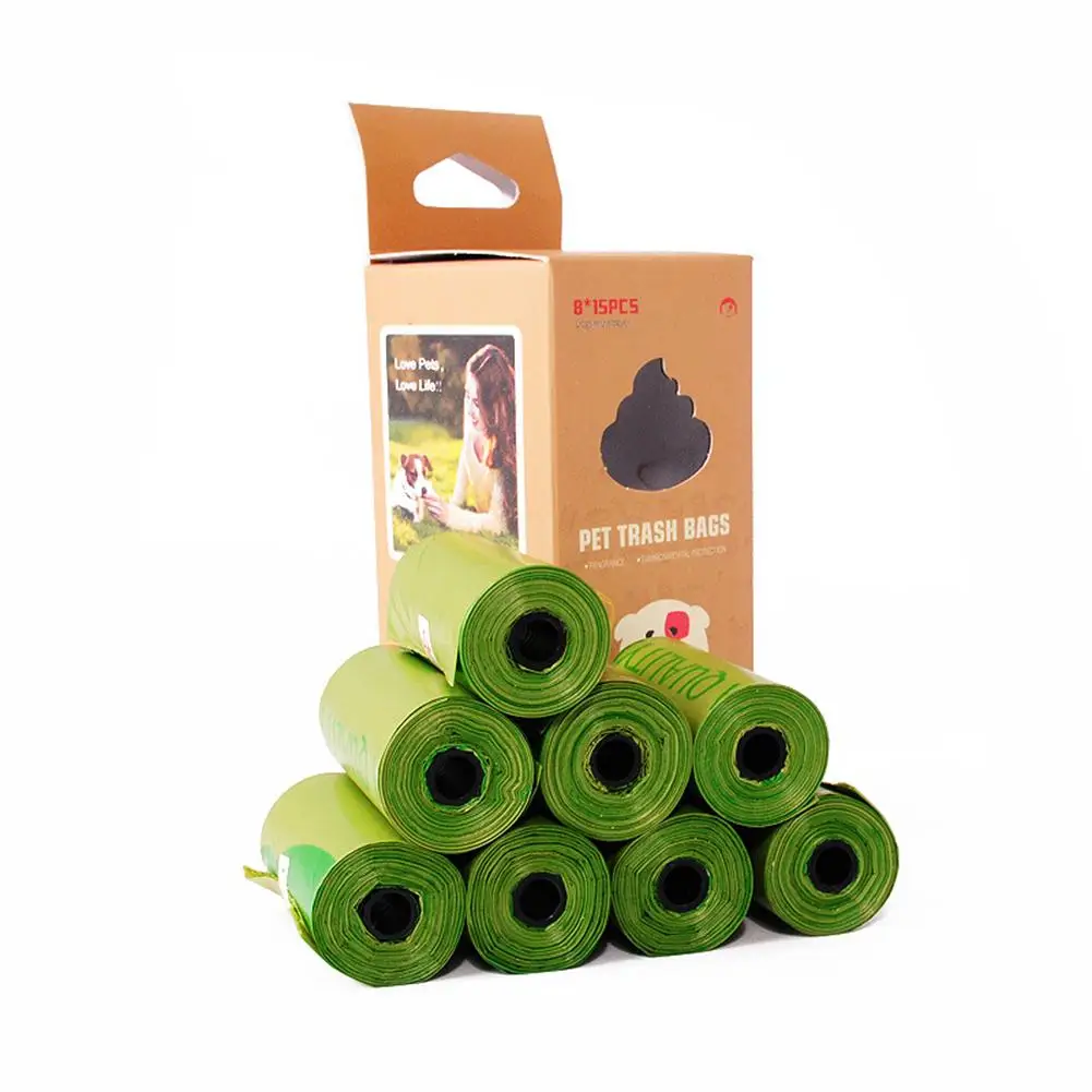 

120Pcs Compostable Dog Poop Bags Cornstarch 17 Micron ASTM Biodegradable Durable Cat Dog Waste Poop Bags Garbage Bag Dispenser