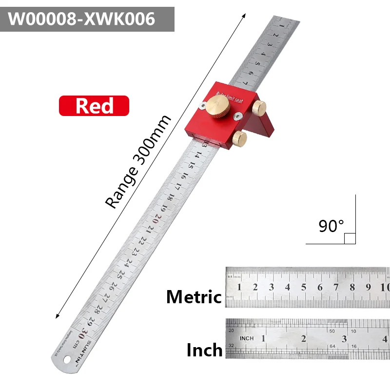 Stainless Steel Ruler with 30mm Scriber Block 20 Metric Inch