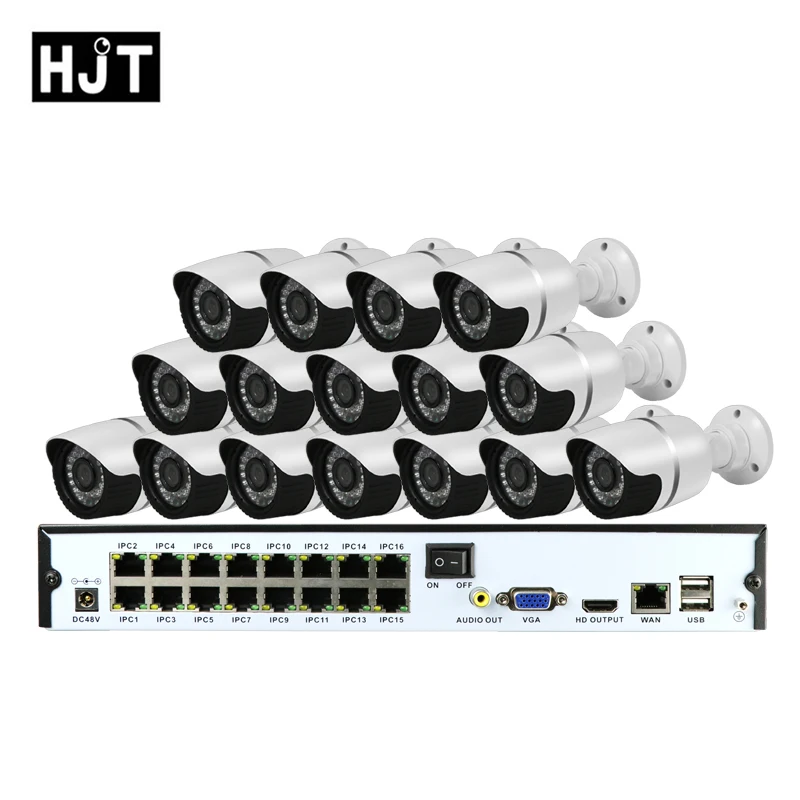 

HJT 16CH NVR POE KIT IP Camera H.265 5MP Outdoor Security CCTV Camera Onvif 2.1