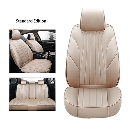 Beige standard Чехлы для автокресел из искусственной кожи с полным покрытием для hyundai avante solaris veloster i30 hyundai grandeur - Название цвета: Beige standard