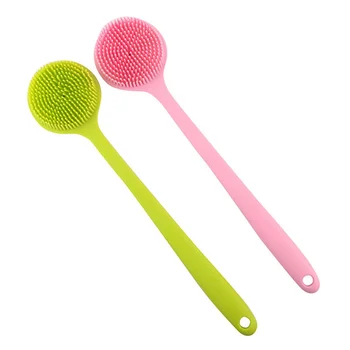 

Bathroom Accessories Long Handle Silicone Bath Brush Back Rub Massage Shower Cleaning Brushes