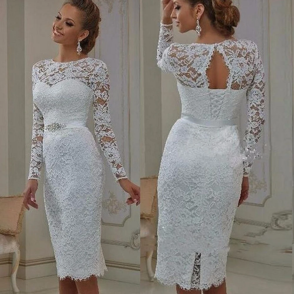 plus size knee length wedding dresses