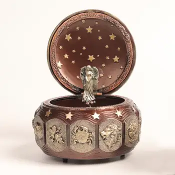 

Zodiac 12 Signs Music Box Retro 12 Constellation Musical Boxes Sun God Gift Box For Girls Valentine's Day Birthday Gifts