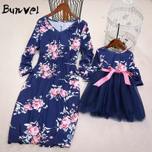 Bunvel/семейная Одежда для маленьких девочек; Платья с цветочным рисунком; лоскутные платья-пачки; одежда для мамы и дочки; Одежда «Мама и я»; ropa