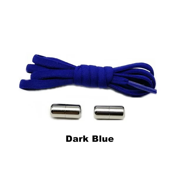 1 пара шнурки без завязок эластичные запирающиеся круглые шнурки быстрые ленивые шнурки 22 цвета - Цвет: B-Dark blue