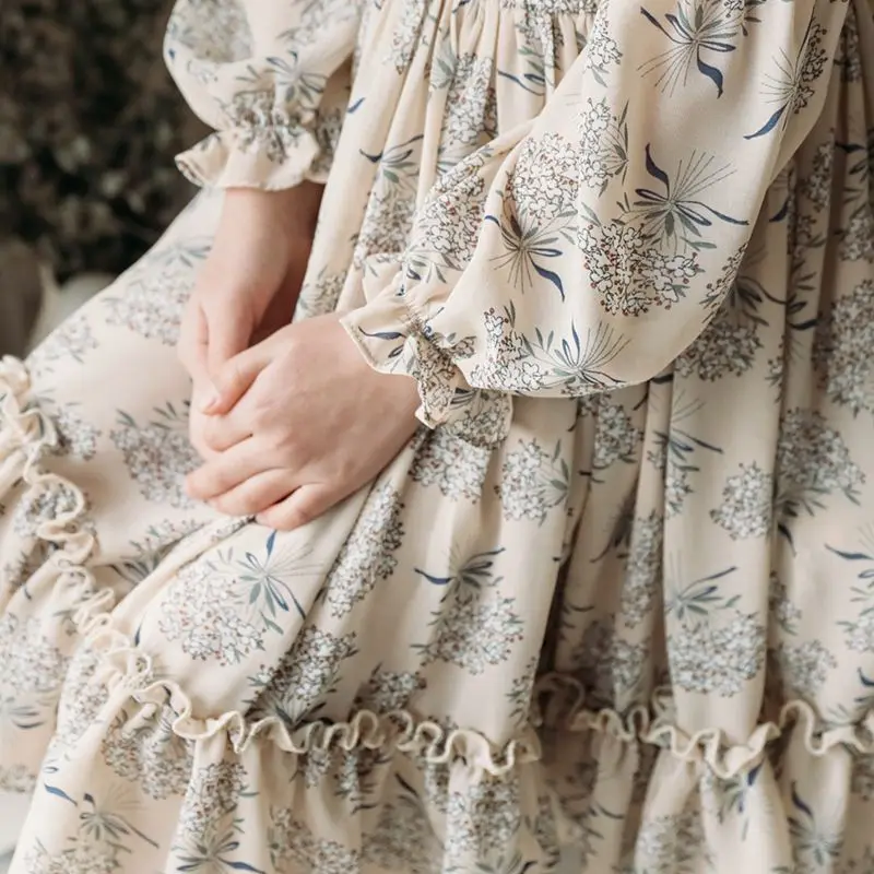 

Girls Princess Dress 2019 Spring Childrenswear Korean-style Middle And Large Children Long Sleeve Chiffon Floral Dress Girls' Dr