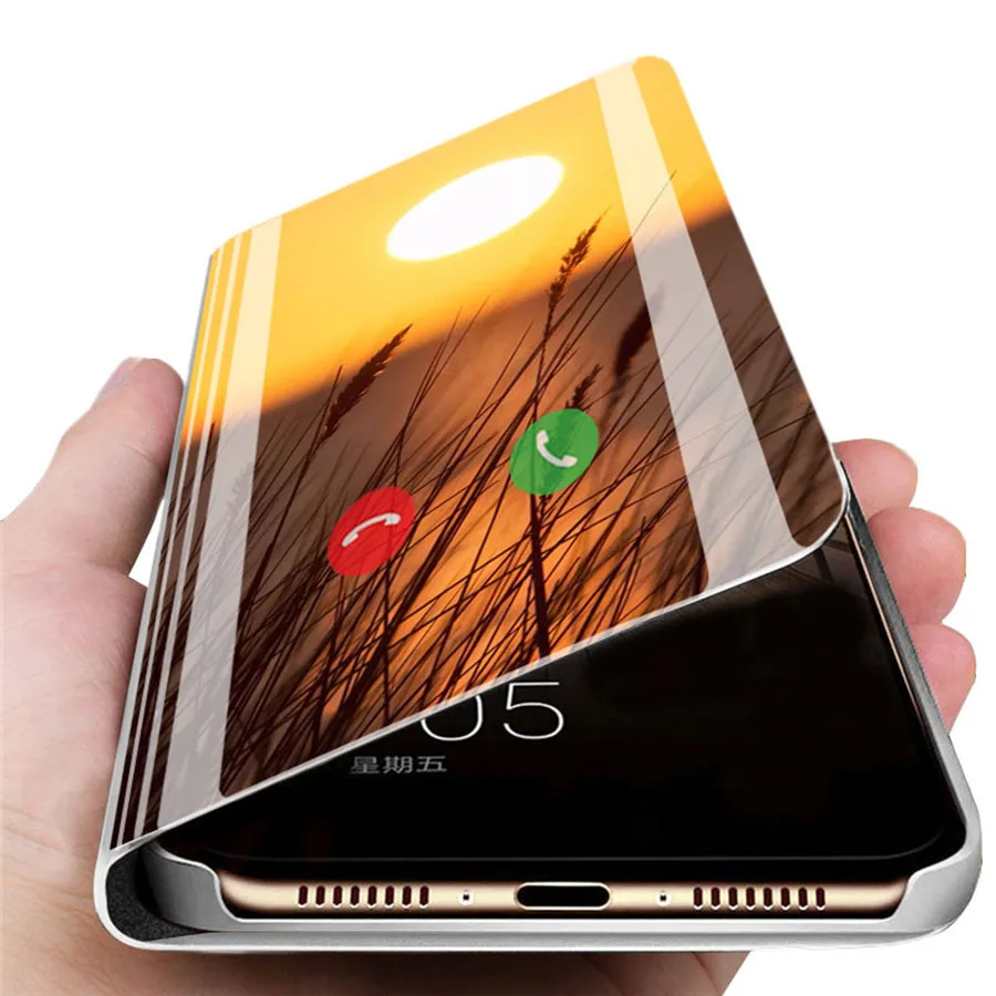 Зеркальный чехол RIJOW для iPhone XS 11 Pro Max кожаный подставка откидной Чехол X XR чехлы