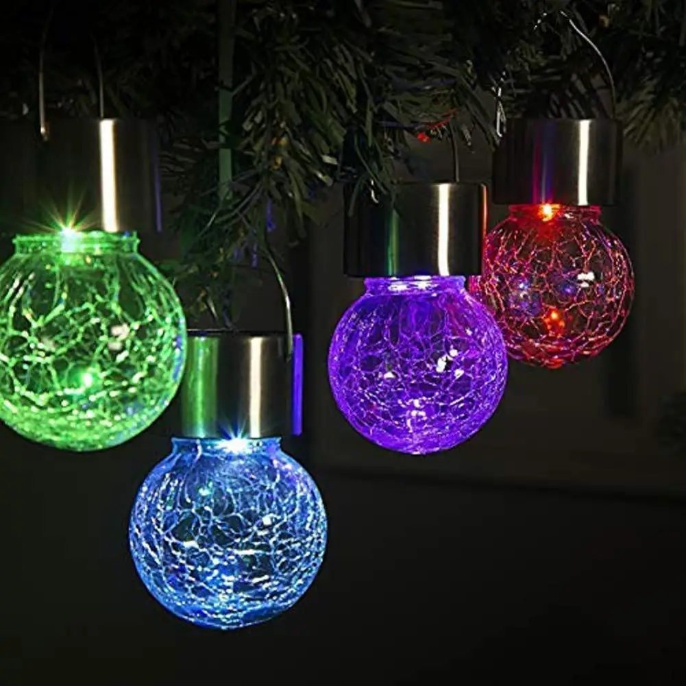Solar Powered Glass Hanging Ceiling Lamp Waterproof Decorative Colorful Ball Shape Light Garden Decoration | Дом и сад
