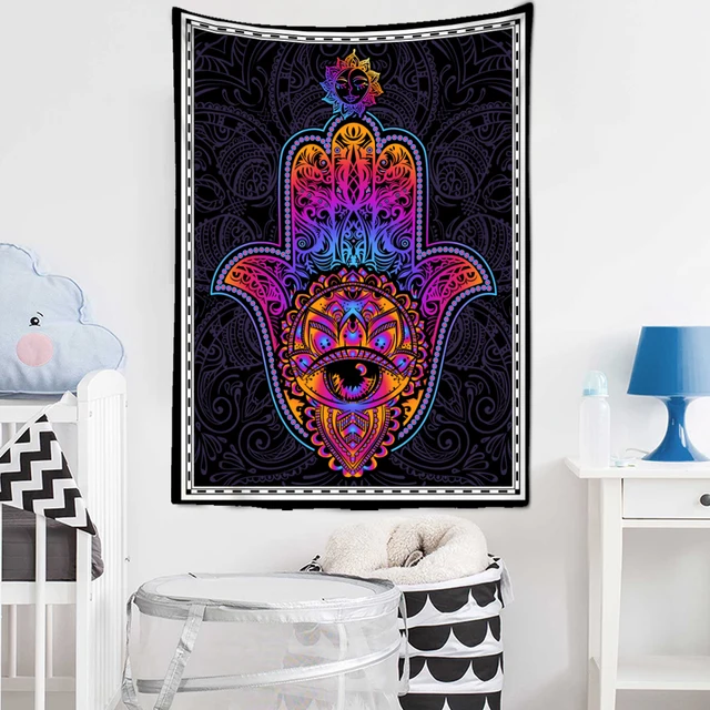 Psychedelic Colourful Astrology Tarot Tapestry Wall Hanging