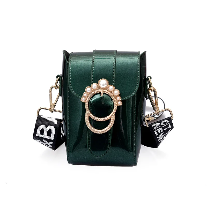 

Fashion 2018 New Style Mobile Phone Bag Women's Casual Patent Leather Pearl Clasp Shoulder Bag Small Shoulder Bag