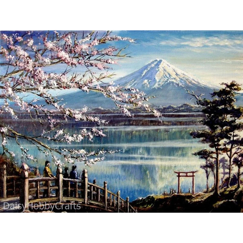 Алмазная мозаика LZAIQIZG сделай сам пейзаж рукоделие с горами Fuji полноразмерная