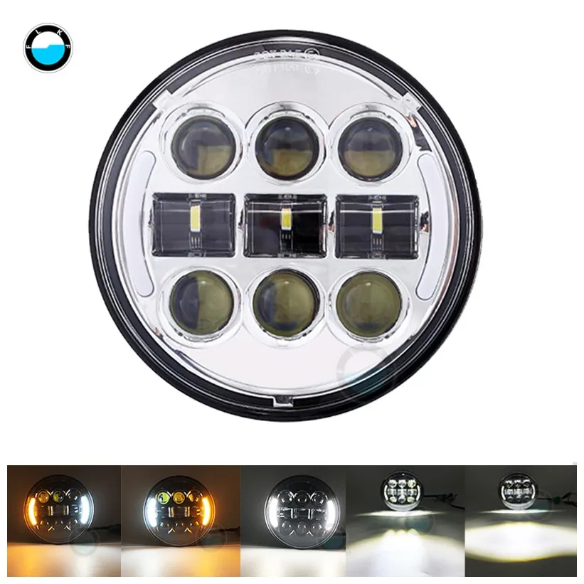 1 PCS chrome light 5,75 дюймовый светодиодный фонарь для мотоцикла дальнего и ближнего света с кронштейном для фар мотоцикла - Цвет: 1 PCS chrome light