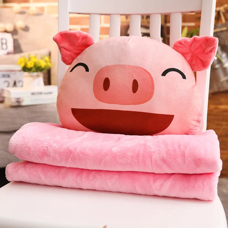 

Pig Hand Warmers Pillow And Blanket Girl's Dormitory Flannel Pillow Blanket Sofa Cushions Creative Office Napping Pillow Blanket