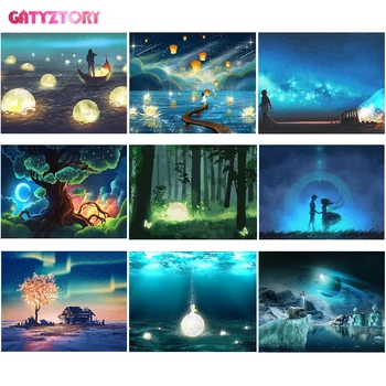

Frame River Light DIY Painting By Numbers Kit Landscape Acrylic Paint By Numbers On Canvas Handpainted Oil Painting Gift