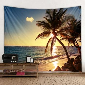 

Pattern of the coconut trees tapestry or background cloth or decorative cloth, polyester fiber material