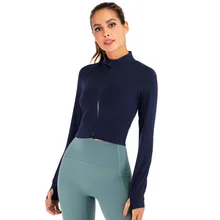 Осенне-зимняя спортивная куртка с длинным рукавом и молнией для большого пальца, дизайнерский Топ для фитнеса, спортзала, для женщин, для тренировок, для бега на открытом воздухе