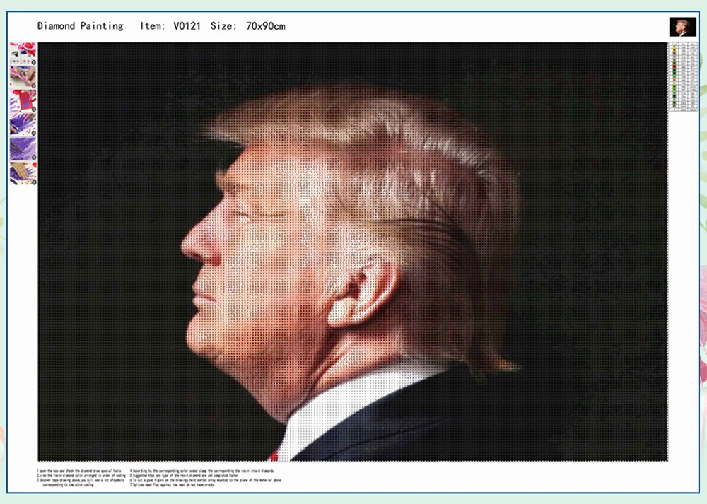 Donald Trump Full Display Square/Round Photo Custom Diamond Painting Diamond Embroidery Diamond Mosaic Cross Stitch Home Decor