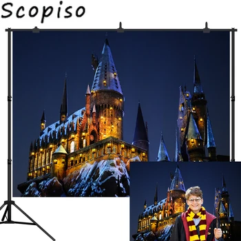 

Scopiso Magic Castle Witch Wizard Hogwarts Photography Backdrops Halloween Night Background Sorcerer Party Banner Decors