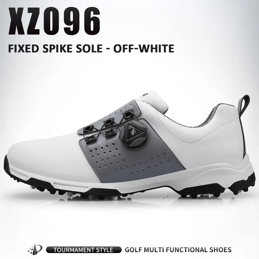 white gray PGM/мужские кроссовки для гольфа; Водонепроницаемая спортивная обувь; шипы для ногтей; Нескользящая дышащая обувь для гольфа; golf schoenen heren - Цвет: white gray