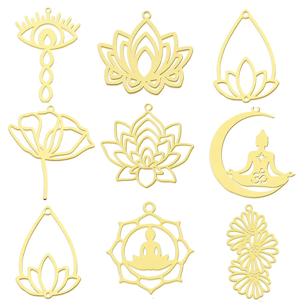 5pcs/lot 316 Stainless Steel Eye Lotus DIY Earring Pendant Wholesale Jewelry Charms Buddha Tree of Life Daisy Yoga OEM OM