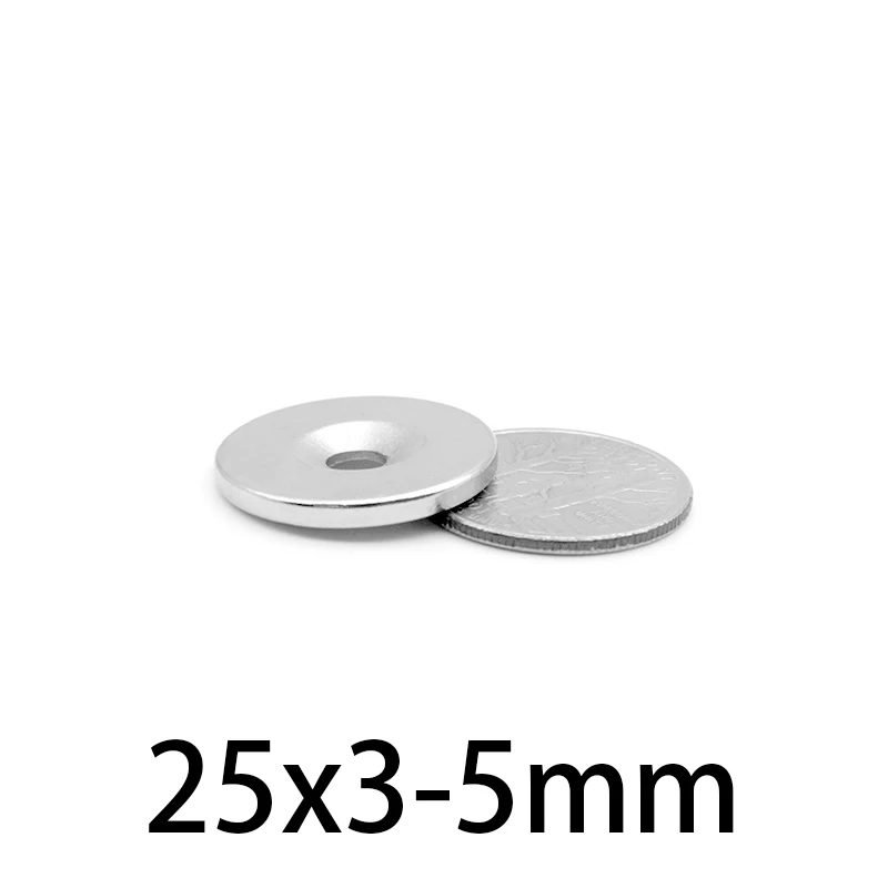 초강력 소형 원형 NdFeB 네오디뮴 자석, 영구 자석 디스크, 25x3mm 구멍, 5mm, 25x3mm, N35