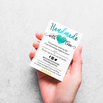 

Custom TEAL Handmade with Love Insert Card Template, Thank You For Your Order,Small Business Packaging Insert card