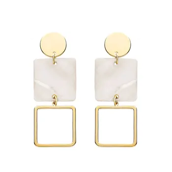 

Viennois Trendy Fashion Korean Hollow Geometric and Shell Earrings Square Pendientes Fashion Jewelry Korean Style