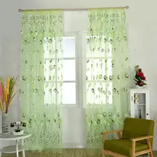 

Tulip Pattern Sheer Curtain No Odor Polyester Breathable Transparent Door Drape for Home