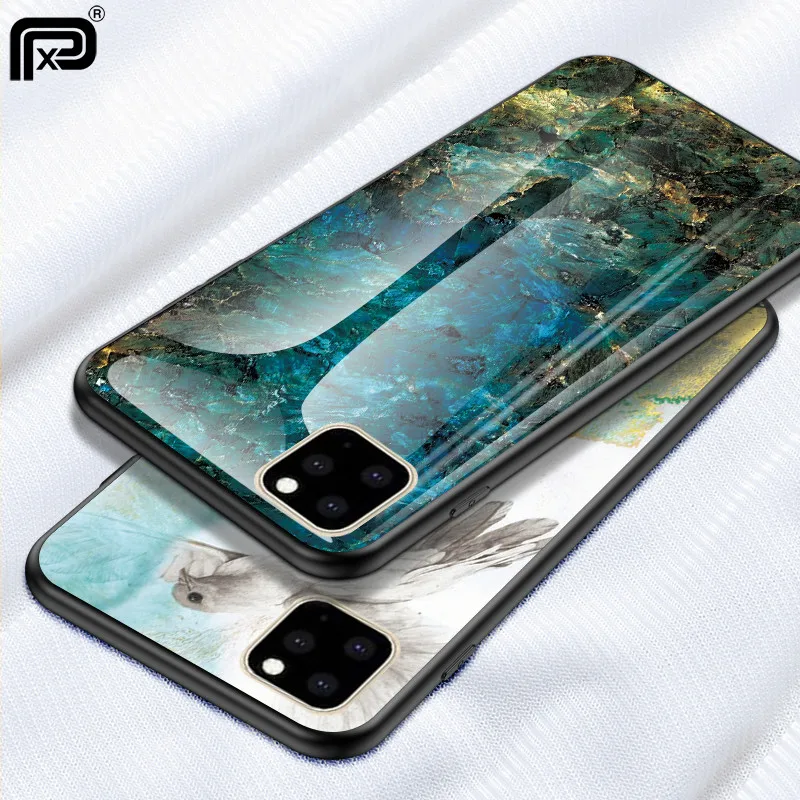 Мраморный стеклянный чехол для iPhone 11 Pro Max Xr Xs max X 7 8 6S 6 Plus телефона из ТПУ силикона