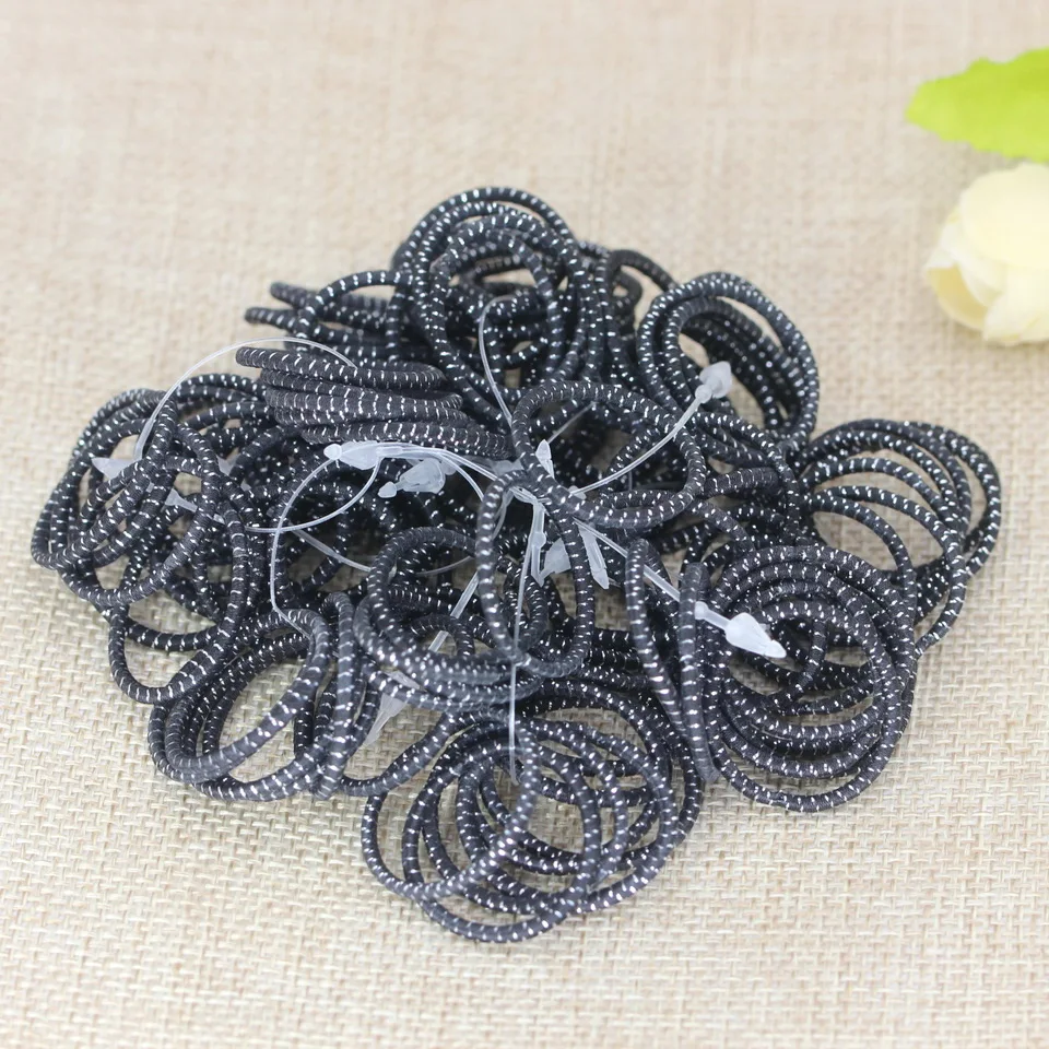 TS384 Black 100 шт., диаметр от 2,2 до 3 см, эластичные резинки для волос для девочек, резинки для волос, резинки для волос, повязка на голову, держатель для конского хвоста, резинки для детей, аксессуары для волос - Цвет: TS384 Black