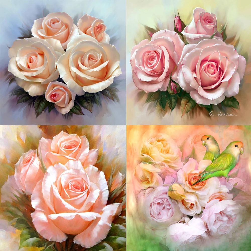 5D diy Rose peony round/square Diamond Painting Cross Stitch Embroidery kits Mosaic home Decorative drill | Дом и сад