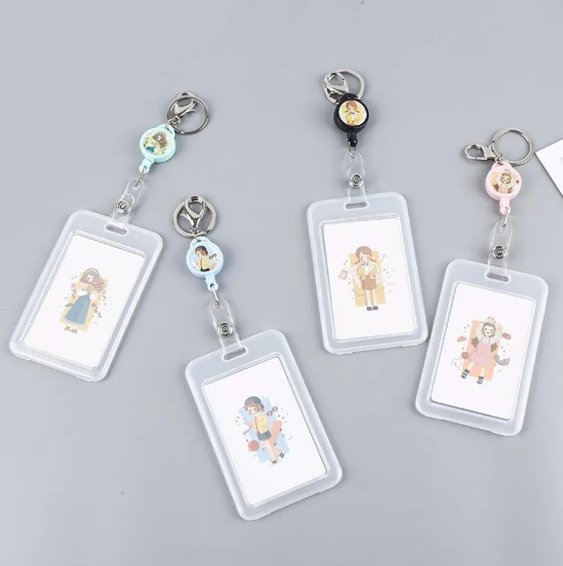 

1pcs PVC Bus Card Holder with Retractable Badge Reel Business Card Holder