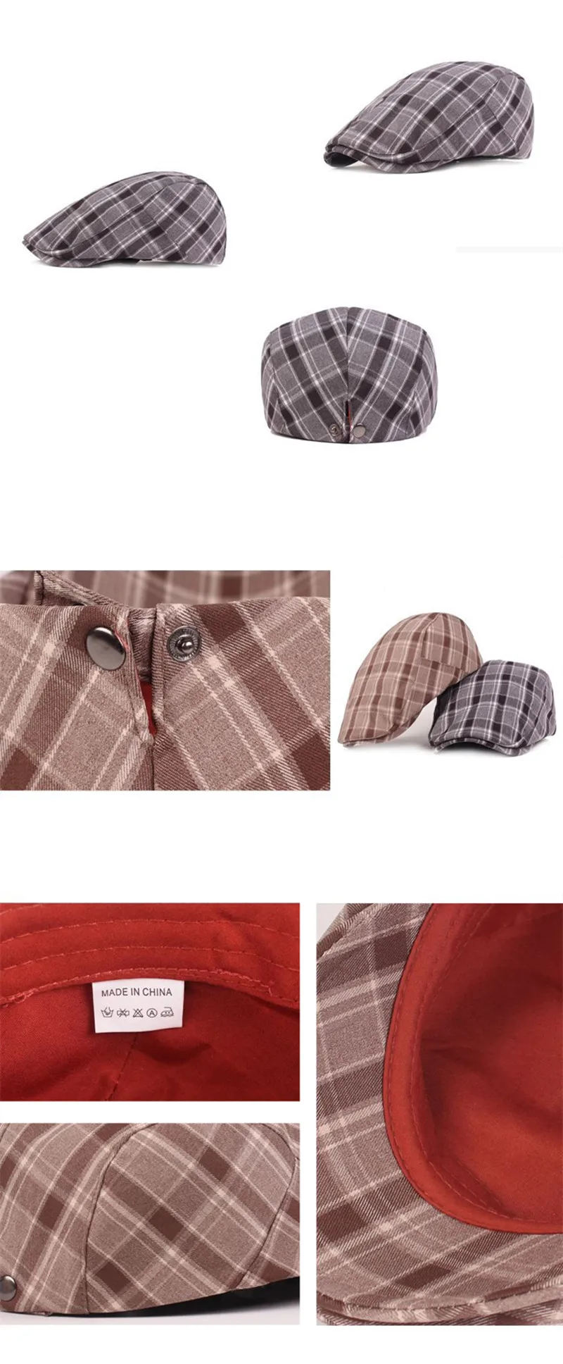 SILOQIN Snapback Cap Men's Literary Youth Brands Caps Berets Women's Plaid Cotton Beret Fashion Vintage Tongue Cap Couple Hat