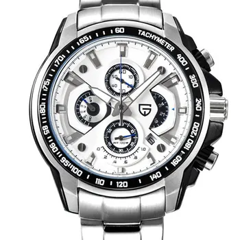 

45 mm Pagani design White dial Stopwatch Chronograph quartz Sports watch stainless steel multifunction luxury brand men's watch