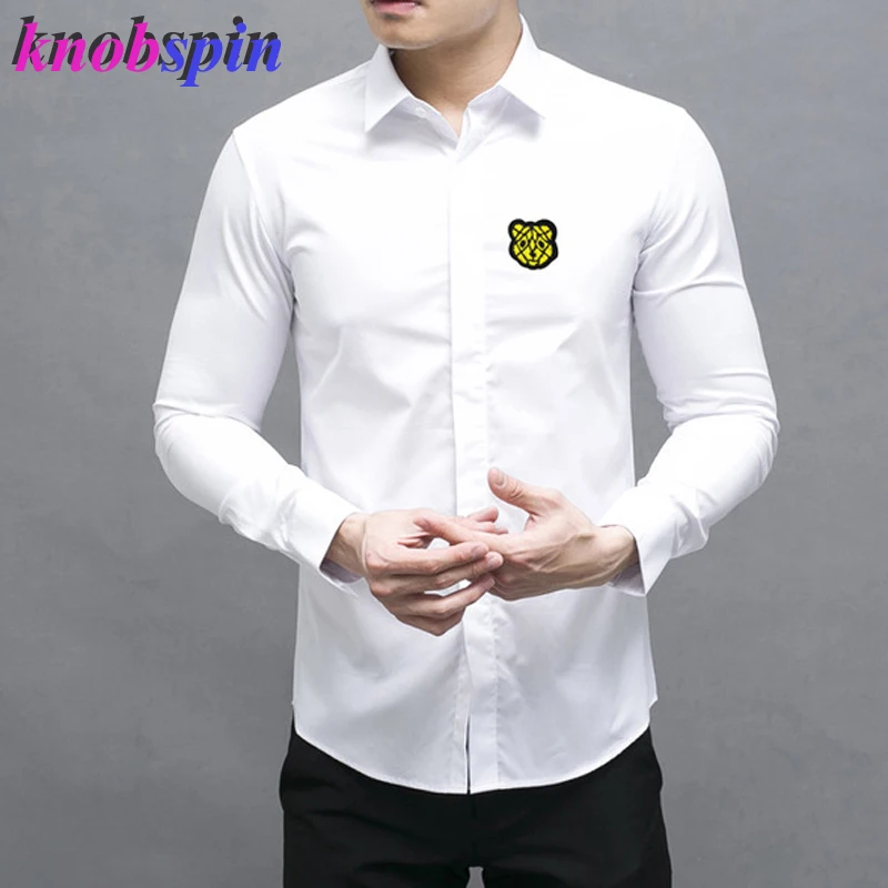 Брендовая деловая Мужская рубашка с длинными рукавами, однотонные тонкие мужские рубашки, высококачественные футболки из натурального хлопка для мужчин, большие размеры, сорочка