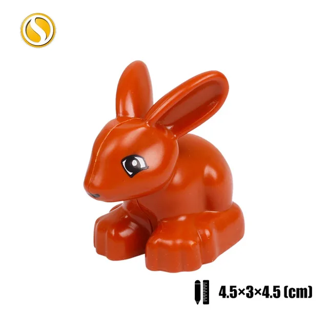 Original Big Size Assemble Building Blocks Accessory Toys For Children Compatible Big Size Animals Sets Zoo Bricks Baby Gifts Brown rabbit