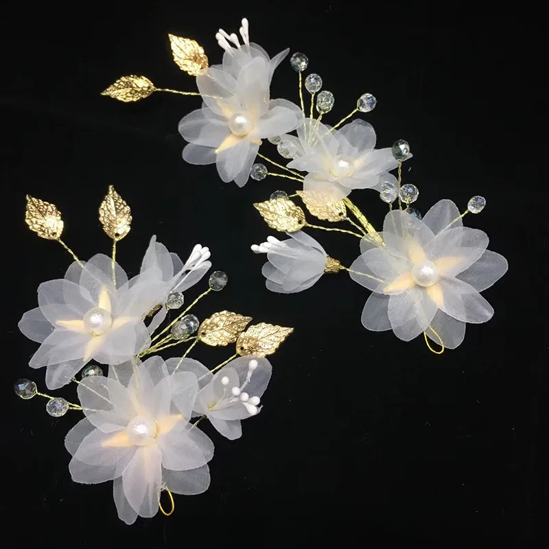 White pair Корейский свадебный головной убор для невесты белый Juan пряжа сплав лезвие пара 2 комплекта подружки невесты девушки аксессуары для волос - Цвет: White pair