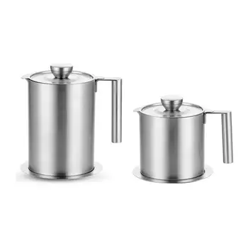 

1.2/1.6L Grease Strainer Leakproof Can Grease Container Separator Residue Filter With Stainless Steel Strainer Oil Storage Can