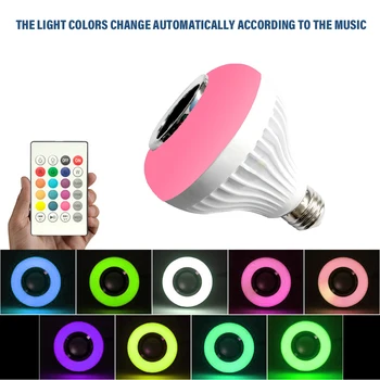 

Wireless BT E27 Bulb Smart Bulb RGB Changing Bulb Music Playing Bulb Built-in Speaker for Living Room Party Remote Control