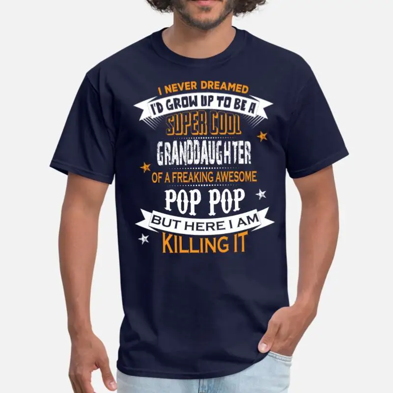 Men-Navy Blue Дизайнерская супер крутая Мужская футболка с надписью «granddaughty Of A Fred Awesome» Женская хипстерская футболка с круглым вырезом мужские топы в стиле хип-хоп с короткими рукавами - Цвет: Men-Navy Blue