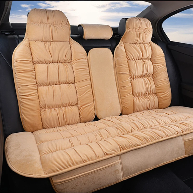 Skup Ciepły pokrowiec na samochód uniwersalny zimowy pluszowa poduszka ze sztucznego futra materiał na przednie oparcie tylnego siedzenia samochodu mata ochronna