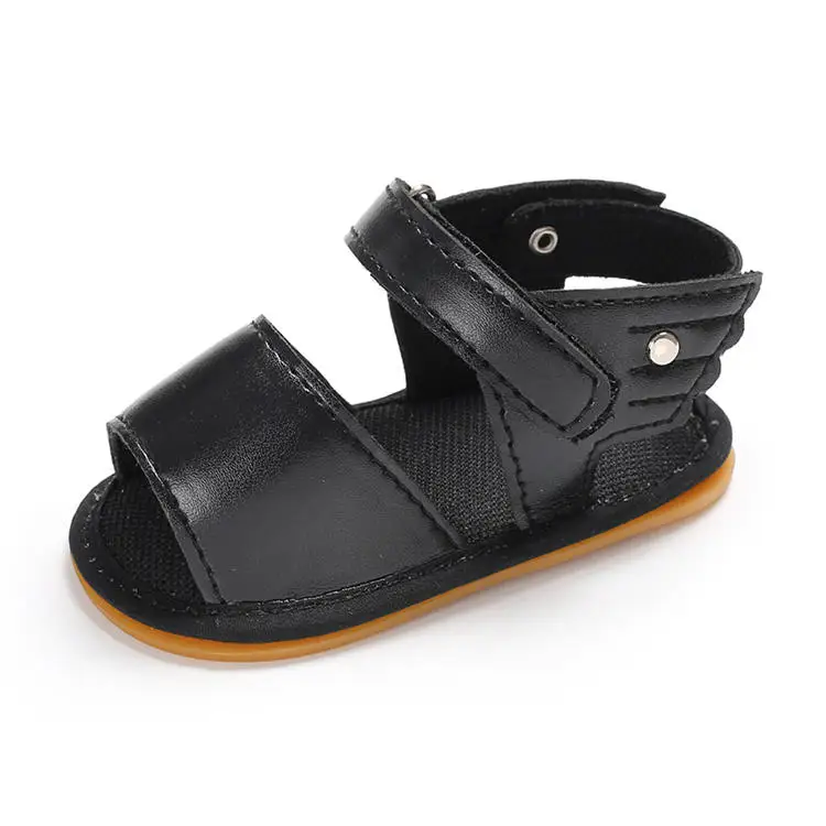 Черный Infant Baby Shoes Girl Sandals Rubber Soft Sole Anti-Slip Summer Pu Wing Newborn First Walker New Fashion Crib Shoes - Цвет: Черный