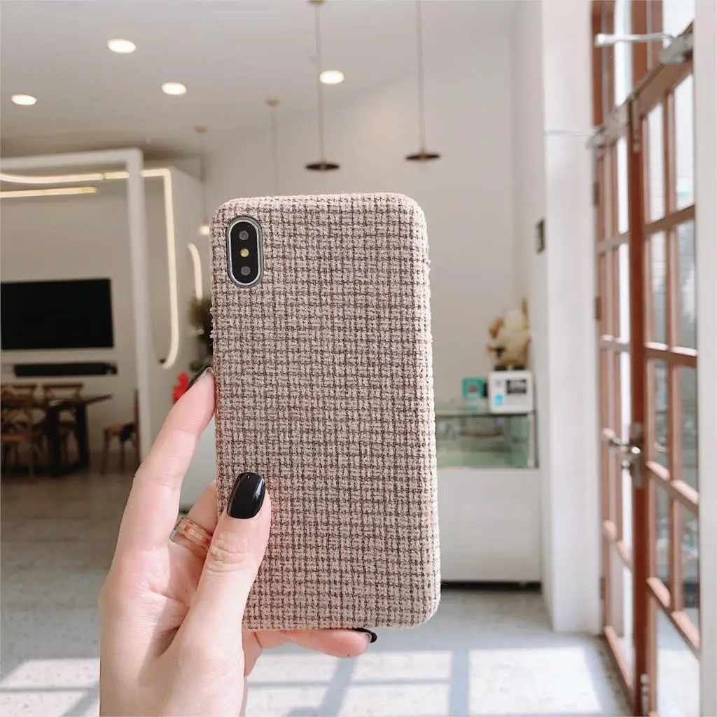 Модная простая скатерть, чехлы для iPhone 11 Pro Max XS X XR 6 6S 7 8 Plus, мягкий силиконовый тонкий теплый плюшевый клетчатый тканевый чехол для iPhone11 - Цвет: 05