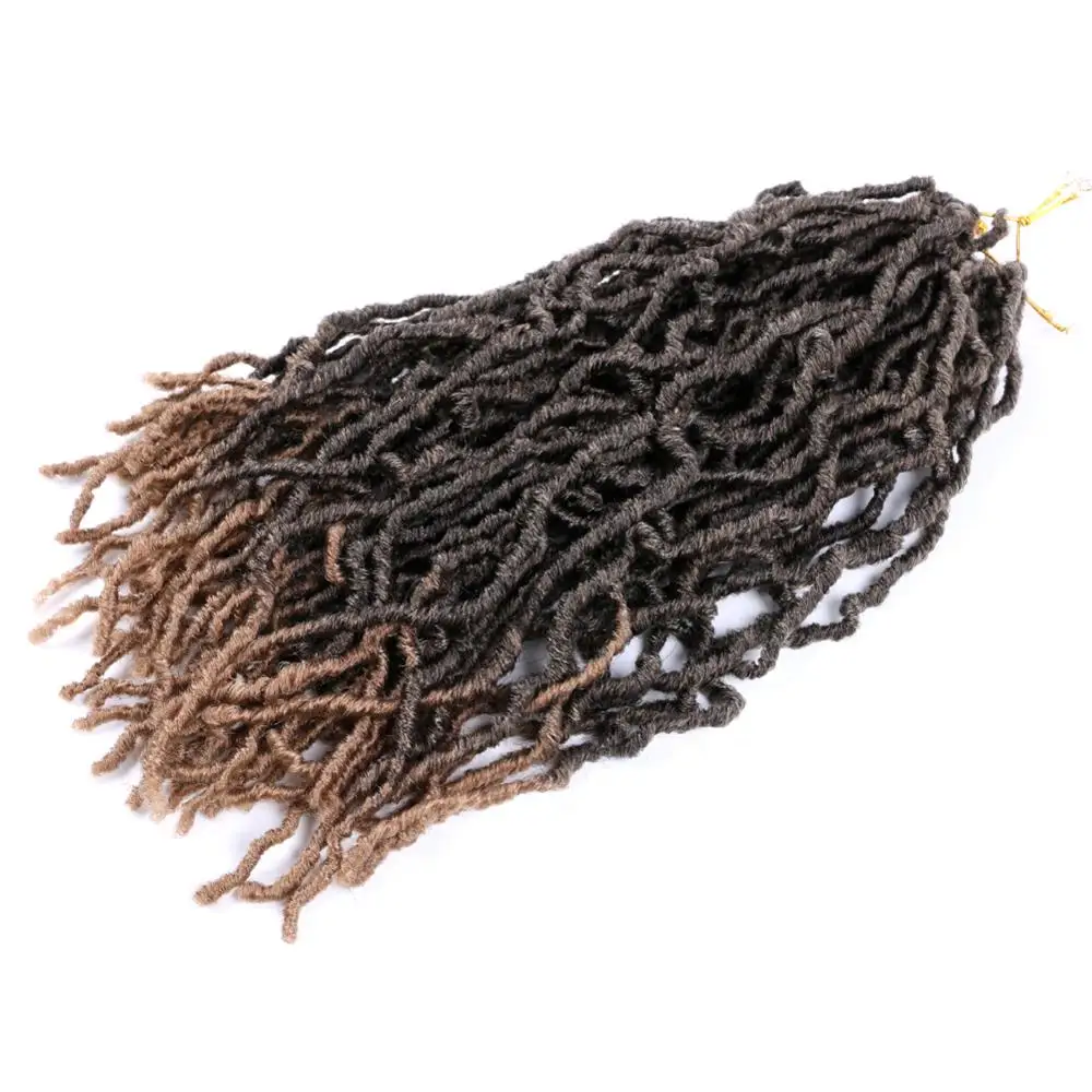 Pervado Hair 18inch Nubian Micro Locs Synthetic Braiding Hair Extension Black Brown Ombre Faux Locks Crochet Braids