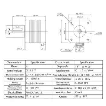 

Nema17 Stepper Motor 42 motor 1.5A 17HS4401S With TB6600 Stepper Motor Driver NEMA17 23 for CNC and 3D Printer