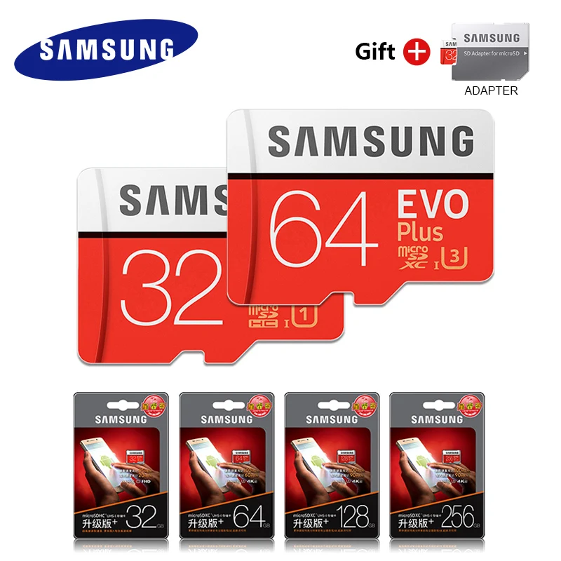SAMSUNG класс EVO+ карта памяти Micro SD 256 ГБ 32 ГБ 64 Гб 128 ГБ SDHC SDXC класс 10 C10 UHS TF карта транс флэш Microsd U3