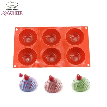 

6 Cavity Silicone Spiral Cake Baking Mold 3D Mousse Ice cream Jelly Cake Decorating Tools Reusable DIY Baking Tools